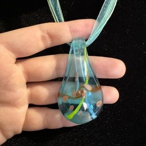 Light Blue Murano Inspired Pendant Necklace
